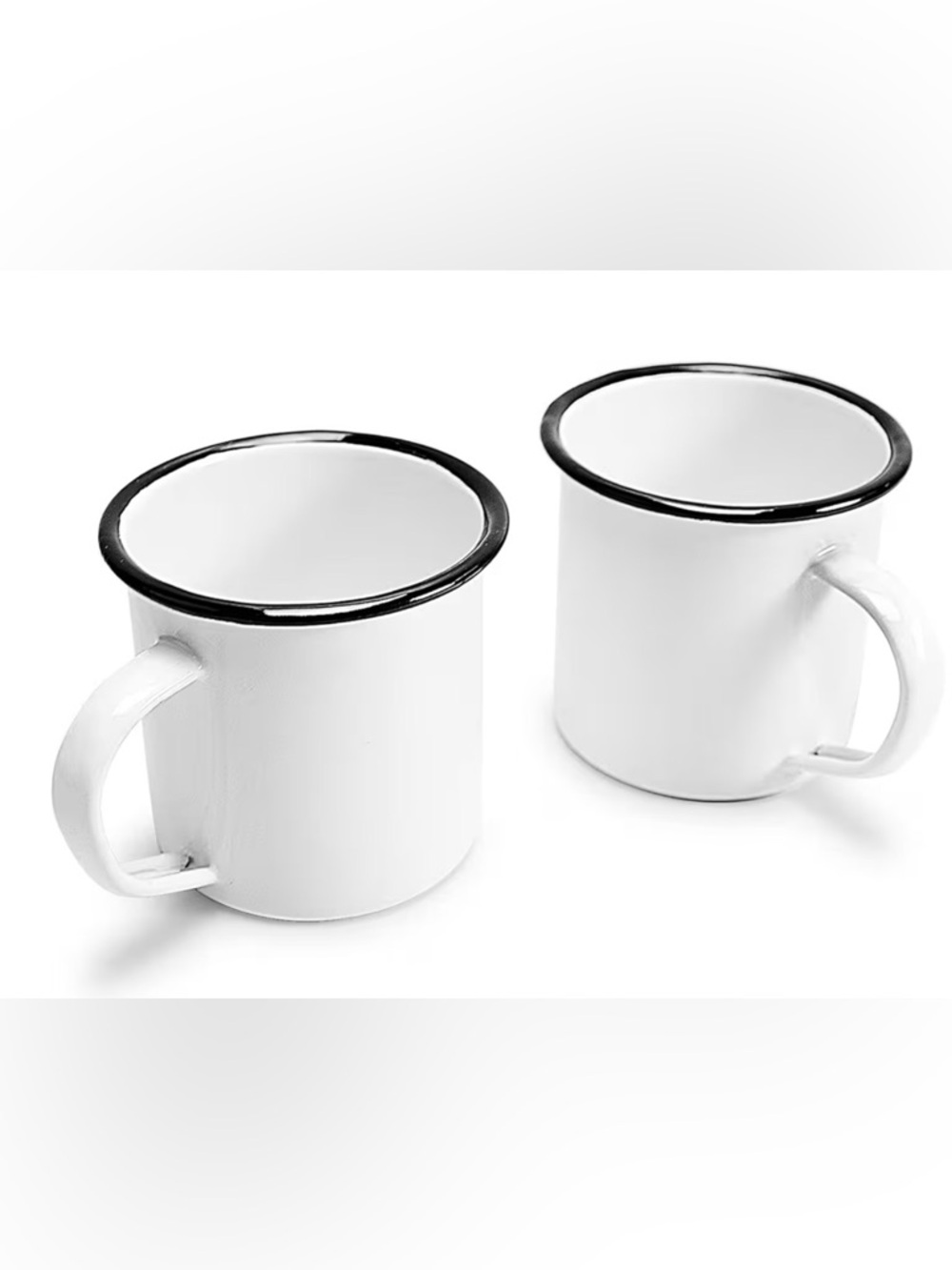 Enamel Camp Mug Set with Black Rim Accent